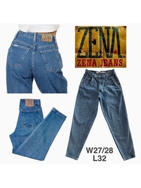 80’S ZENA High-Rise Tapered-Leg Relaxed Fit Jeans (~27/28” waist)